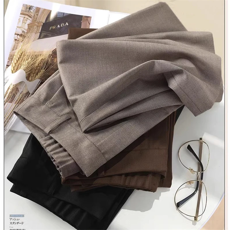 Повседневные Костюмные брюки до щиколотки женские прямые на весну и осень