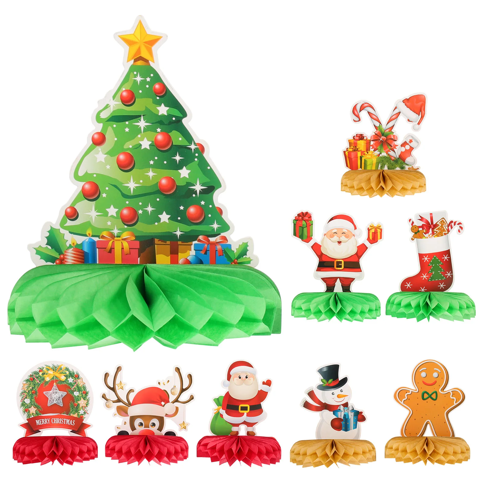

9 Pcs Christmas Honeycomb Ornament Decorative Props Home Party Dining Table Centerpieces Theme Ball Adornments