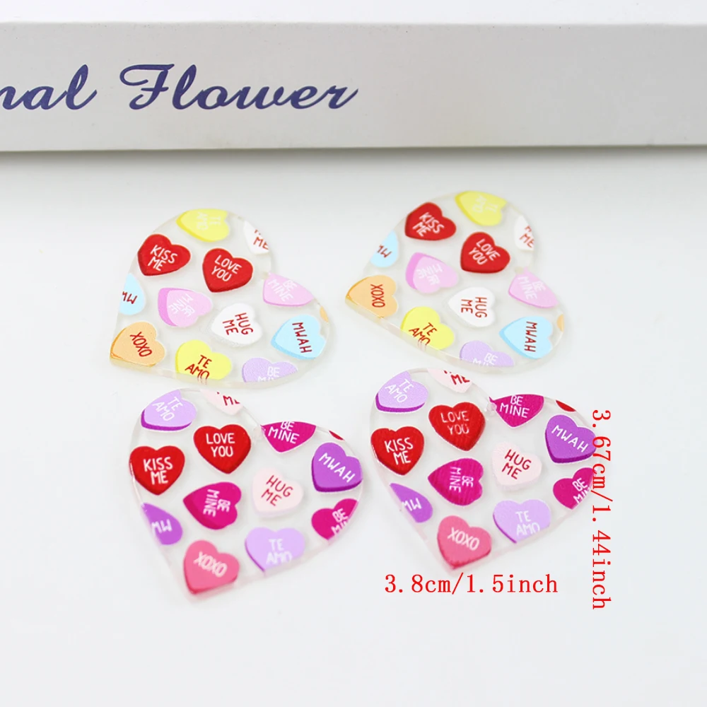 10 шт./подвеска в виде сердца на День святого Валентина акриловый кулон Kiss Me Love You