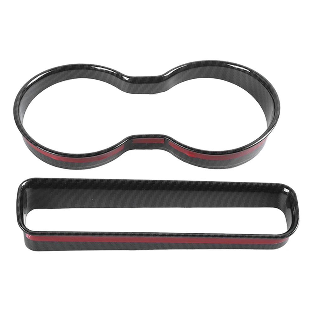 

Автомобильная центральная консоль из углеродного волокна, держатель стакана для воды, декоративная крышка, отделка, наклейки для Dodge Challenger ...