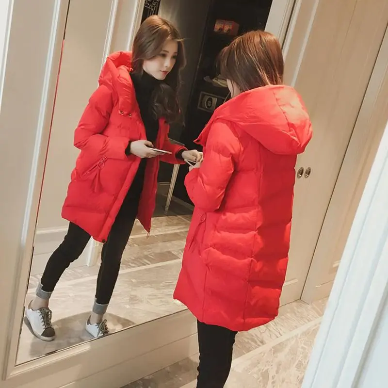 Winter Slim Hooded Parkas Jackets Women Thicken Warm Long Coats Korean Cotton Padded Coats New Jacket Outwear Ladies Zipper S40