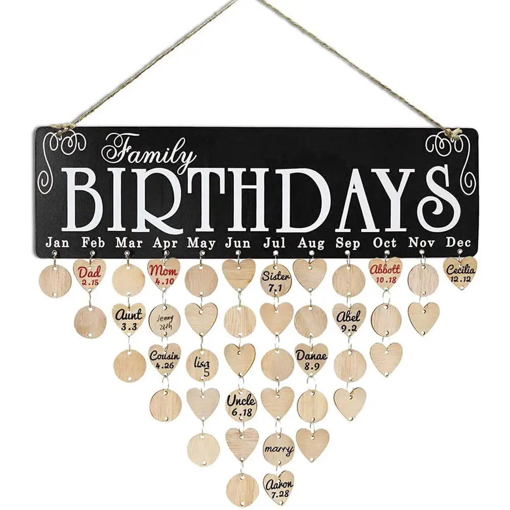 

Wooden Family Birthday Reminder Calendar Board Signs Diy Wall Hanging Calendar Tags Perfect Home Decoration