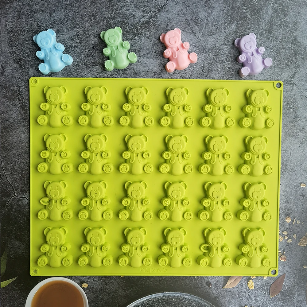 Mini Cartoon Bear Silicone Mold 3D Gummy Bear Cake Chocolate Mold Candy Ice Tray Jelly Moulds Biscuit Baking Tools