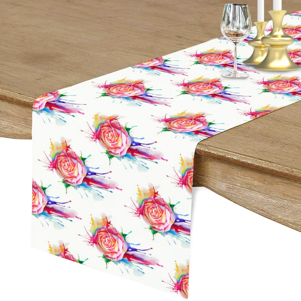 

Современная скатерть для кухонного стола, декоративная Декоративная скатерть в форме розы, акварель, для гостиной