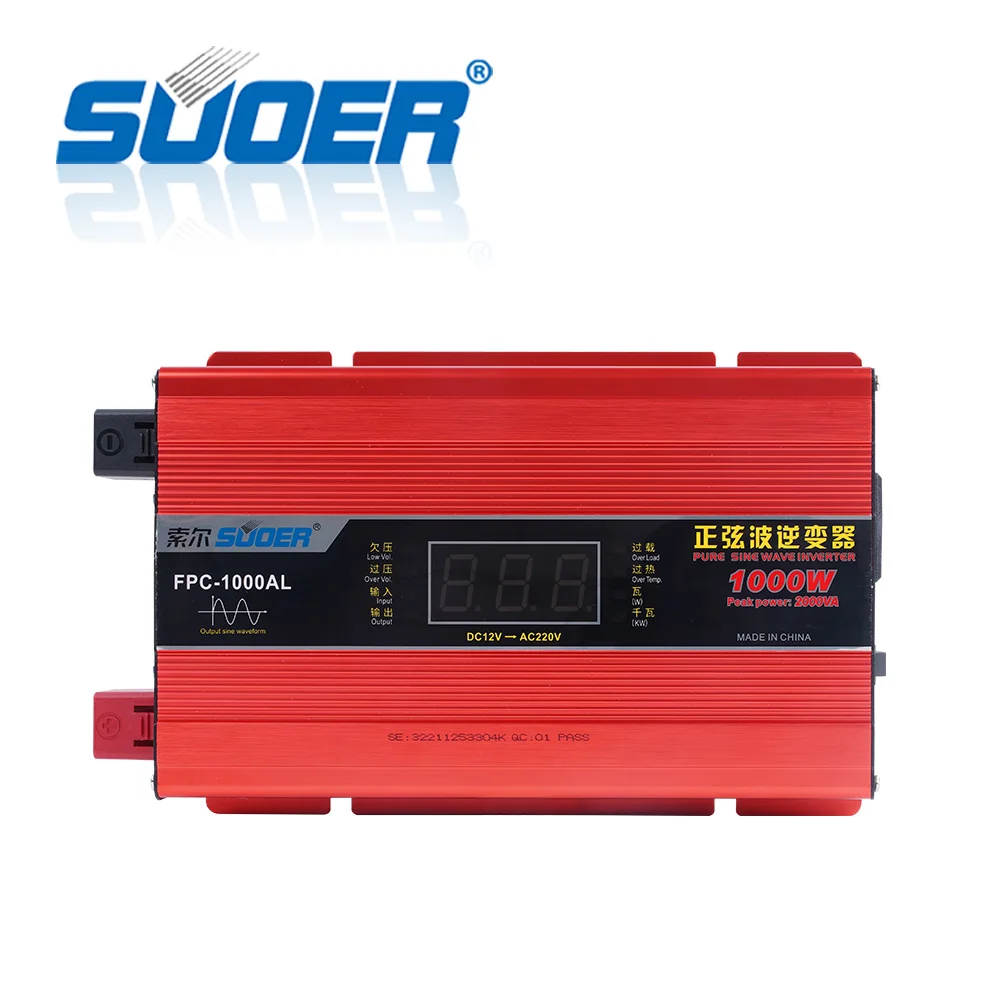 

Suoer 【 Pure Sine Wave Inverter 】Pure Sine Wave Solar DC AC 12V 220V 1000W Off Grid Inverter (FPC-1000AL)