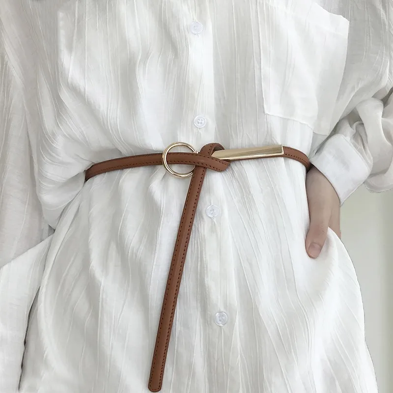 Женский тонкий кожаный ремень модный декоративный костюм пояс из Южной Кореи с