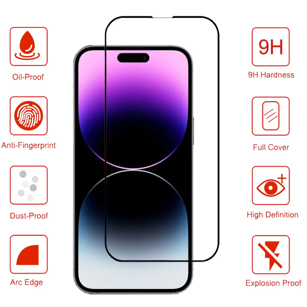 Pelicula, Front Tempered Glass For iPhone 14 Pro Max Screen Protectors IPhone 15 14 Plus cristal templado iPhone14 Pro protector pantalla iPhon 13 ProMax verre trempé iPhona 14Pro Camera Lens Film i Phone 13 12 11 Mini