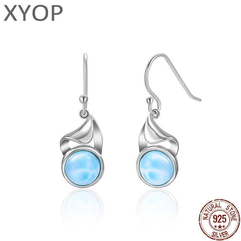 

XYOP 2023 Jewelry 925 Sterling Silver Bump With Larimar Earrings Custom Wholesale Evening Party
