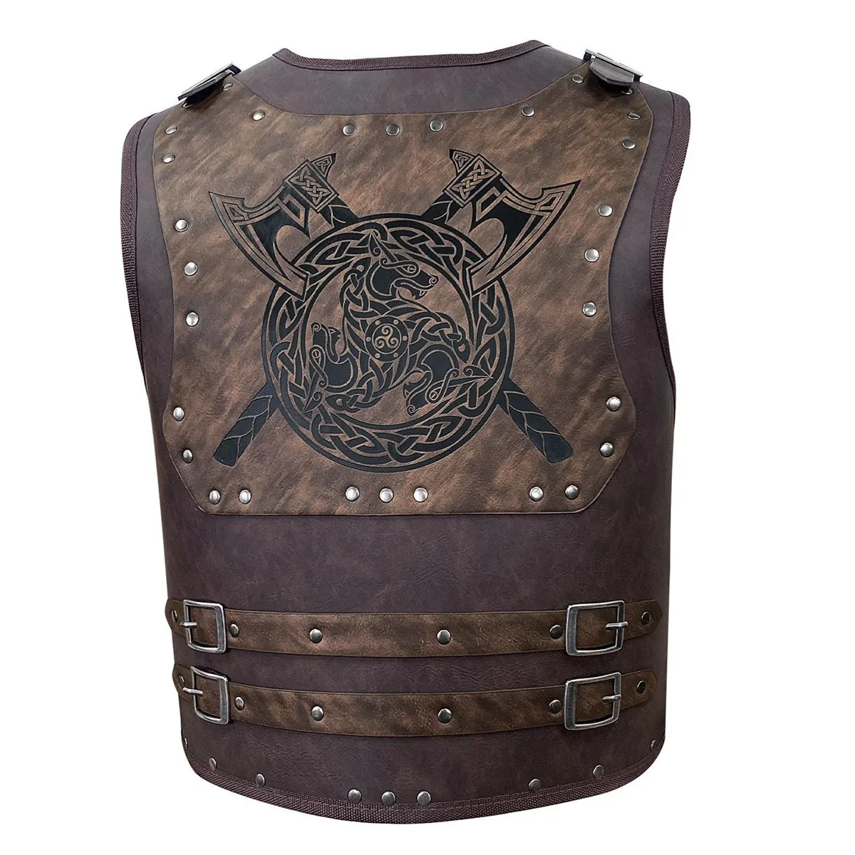 

Warrior PU Leather Chest Armor,Retro Leather Body Armor,for LARP Cosplay Costume Accessories,Ax