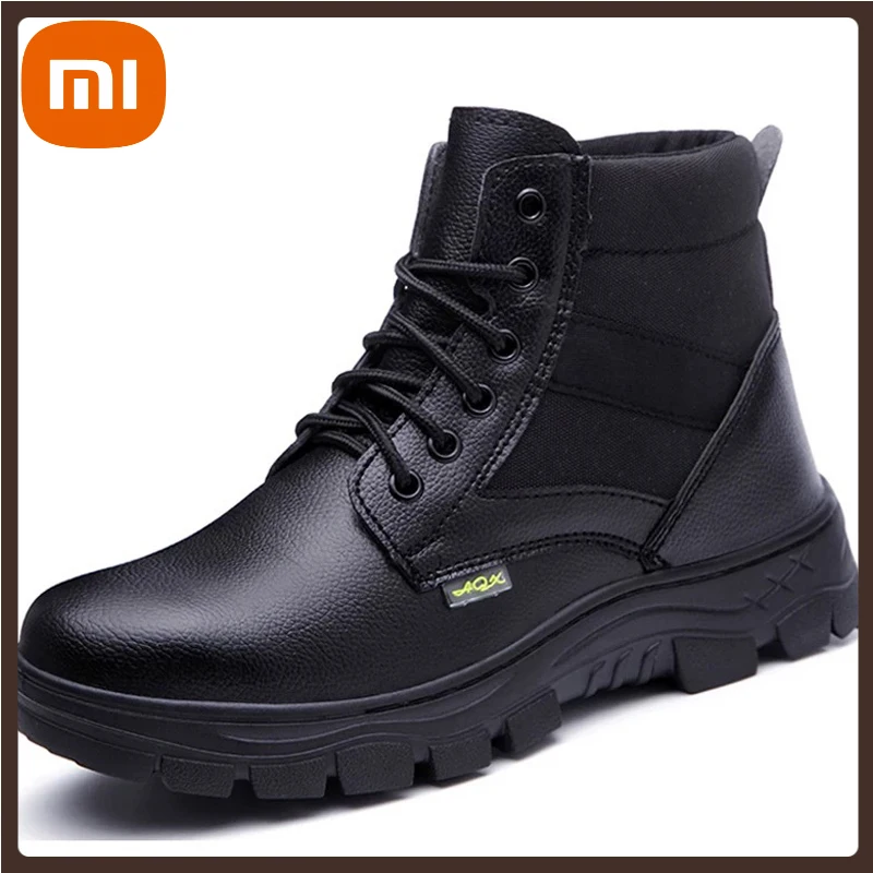 

XIAOMI Shoes Male Work Boots Black Work Safety Shoes Anti-smash Anti-puncture Industrial Shoes Military Boots Steel Toe Shoes