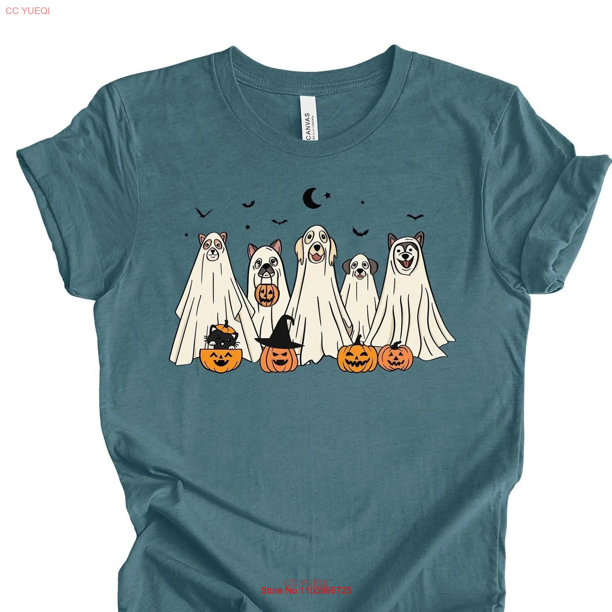 Футболка для Хэллоуина с изображением собаки симпатичные в призраке Custumes дизайн