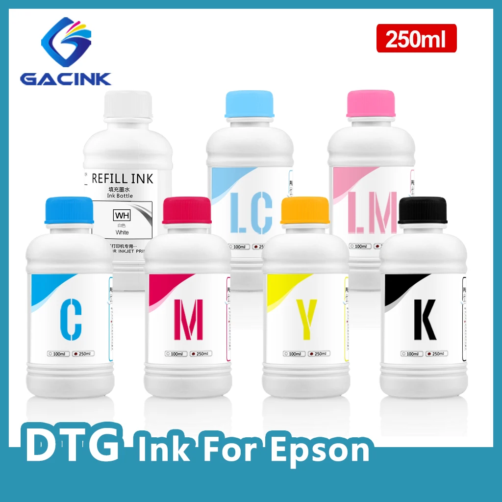 Botella de tinta DTG para impresora Epson DX5, DX6, DX7, DX9, 250, R2000, R3000, L800, L1800, DTG, 1390 ML