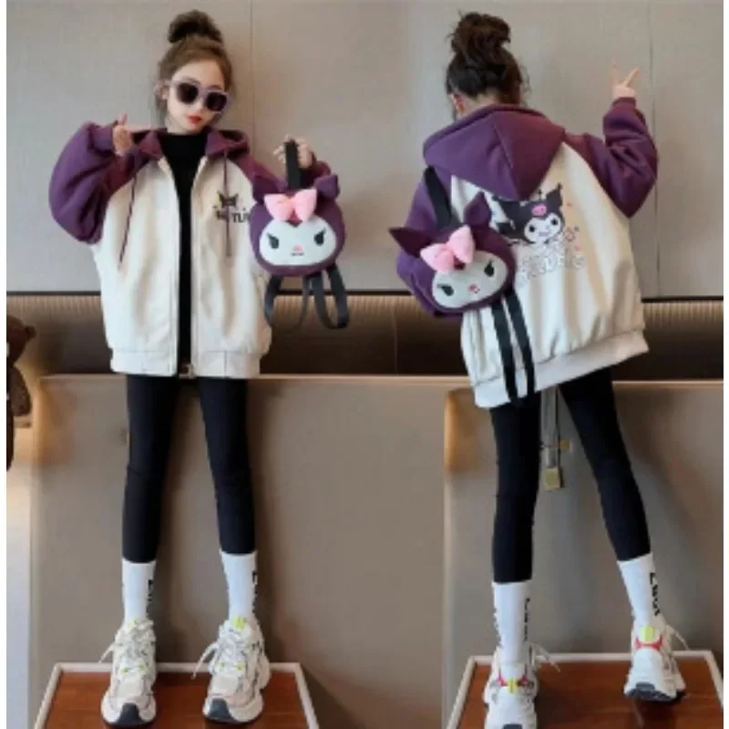 

Sanrio Kuromi Dress Kids Fall Clothes 2023 Hoodies Tops Girls Mother Kids Baby Clothing Anime Cute Items Kawaii Autumn Gifts