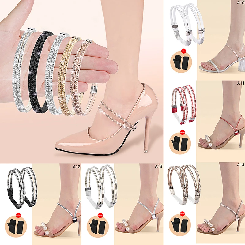 Женские шнурки для обуви на высоком каблуке, эластичные ленты с декоративной пряжкой, Нескользящие, 1 пара