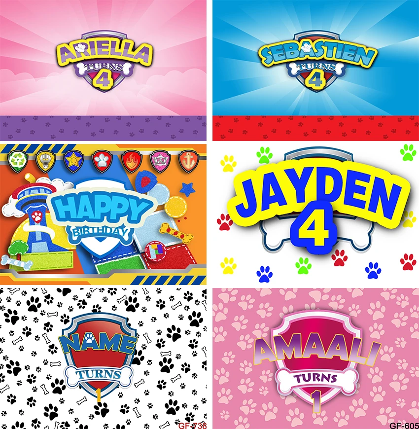 

Photography Cartoon Baby Shower Kids Girl Birthday Banner Backdrop Dog Party Paw Bone Boy Photo Background Photocall