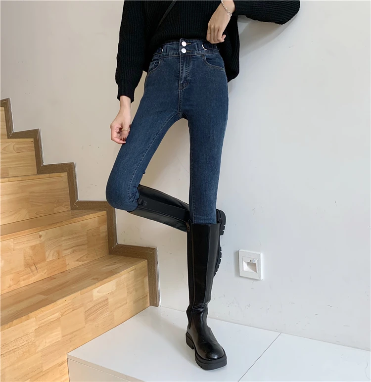 N1701   New fashion all-match high-waisted pencil pants slim temperament trousers jeans