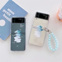creative simple watercolor painting phone case for samsung galaxy z flip 3 hard pc back cover for zflip3 case protective shell