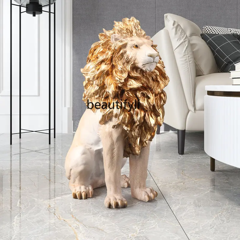 

Light Luxury Lion Living Room TV Cabinet next to Large Floor Ornaments Creative Office Home Decoration Housewarming Gift