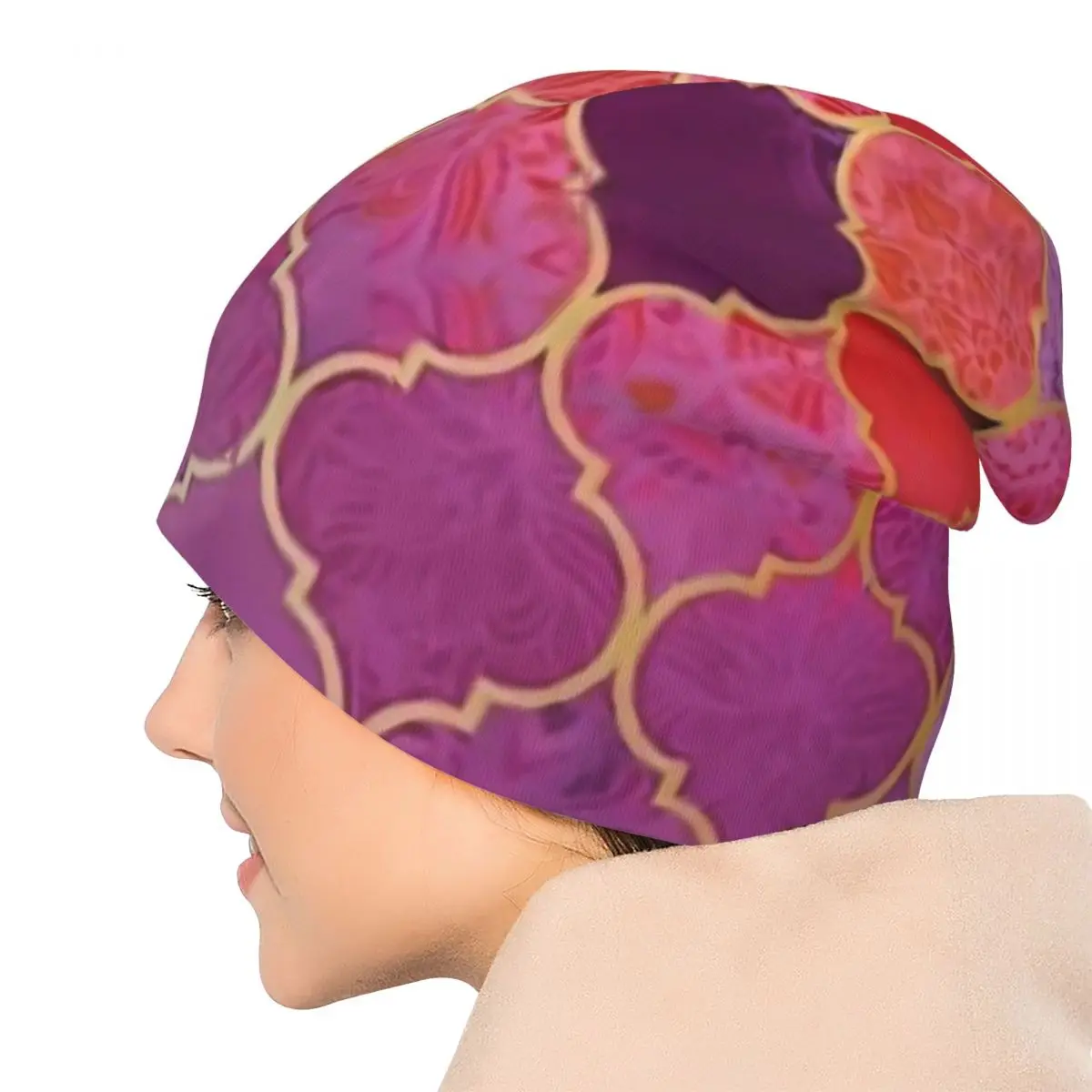 Розовые шапки-бини с эффектом омбре мозаик Морроко шляпы капюшоном мужские и