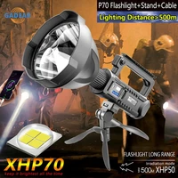 high power searchlight xhp70 rechargeable led flashlight outdoor strong waterproof fishing light power bank camping hiking