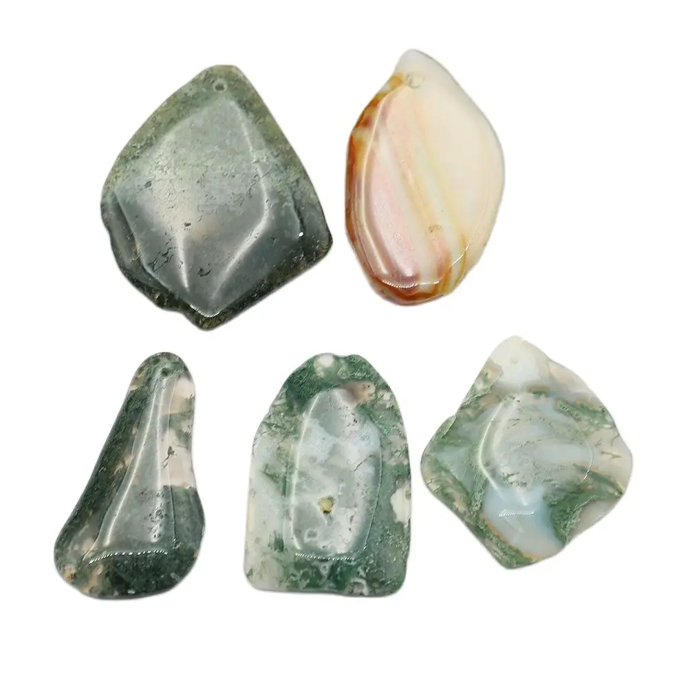 

APDGG 5Pcs NO008 Natural Red Green Mix Color Agate Freedom Shape Nugget Pendant For Pearl Necklace Jewelry Making DIY