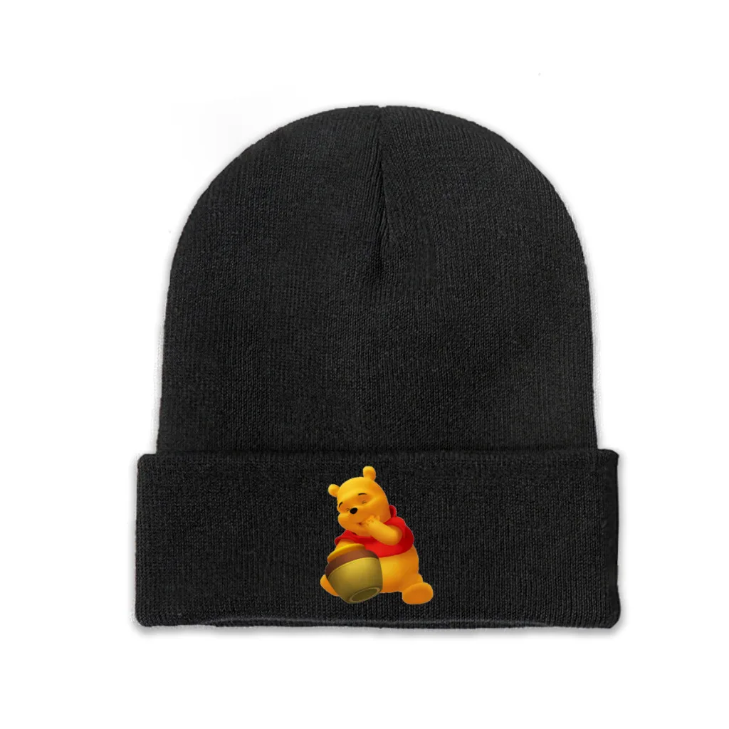 

Knit Hat Disney Winnie The Pooh Winter Warm Beanie Caps Eat Honey Men Women Fashion Casual Bonnet
