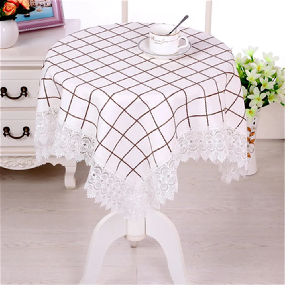 

Plaid Striped Lace Embroidery Decorative Table Cloth Mantel Rectangular Square Table Cover For Wedding Home Decor