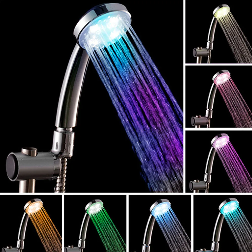 

7 Color Changing LED Shower Head Handheld Showerhead Bathroom Modern Accessories Nozzle Water Saving Waterfall Shower Sprayer