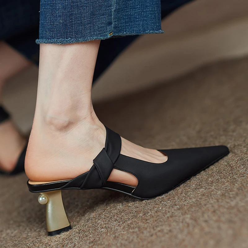 

2022 Summer High Heel Women Single Shoes Pointed Toe Sandals Slippers Simple Thin Heels 5.5 CM Fashion Women's Pumps All-match