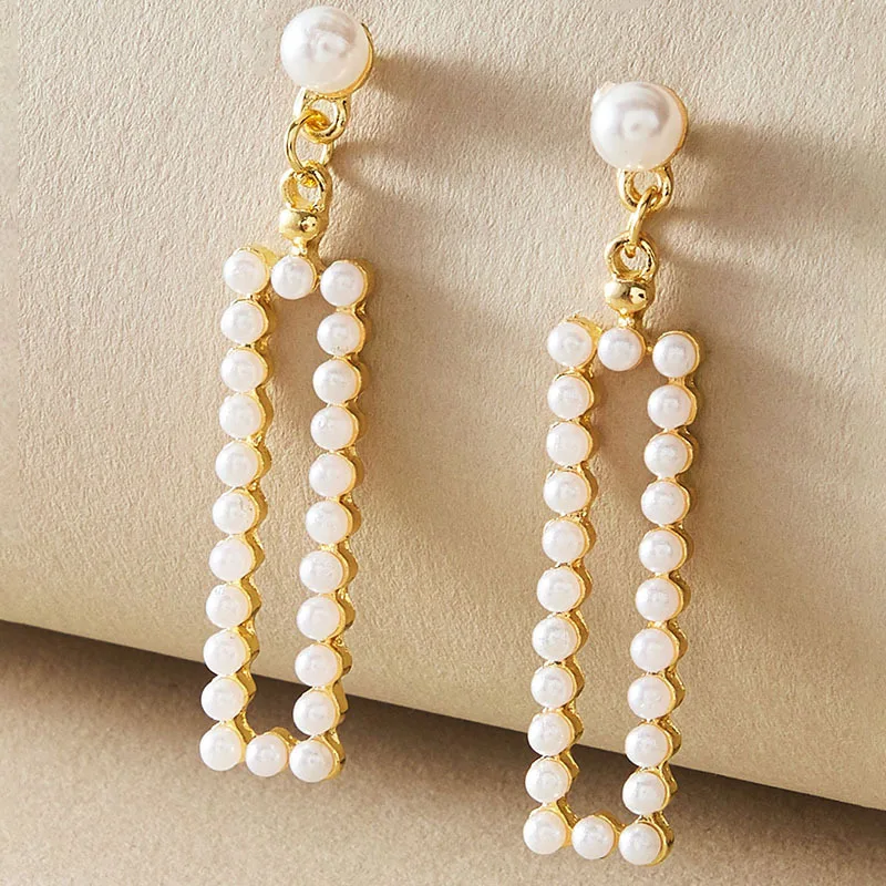 

New 2022 Rectangular White Pearl Earring Stud