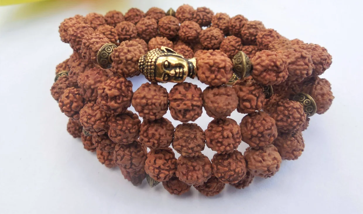 

108 Mala Beads Rudraksha Bracelet Rudraksha Necklace Natural Bodhi Seed Yoga Prayer Bracelets Buddha Mala Beads Wrist Bracelet