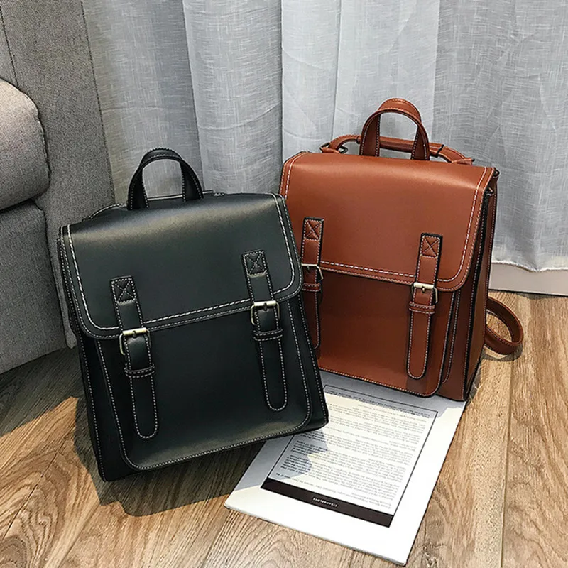 

New Vintage Leather Backpack For Women Casual Feminina Travel Backpack High Quality Shoulder Bag Student School Bags For Girls
