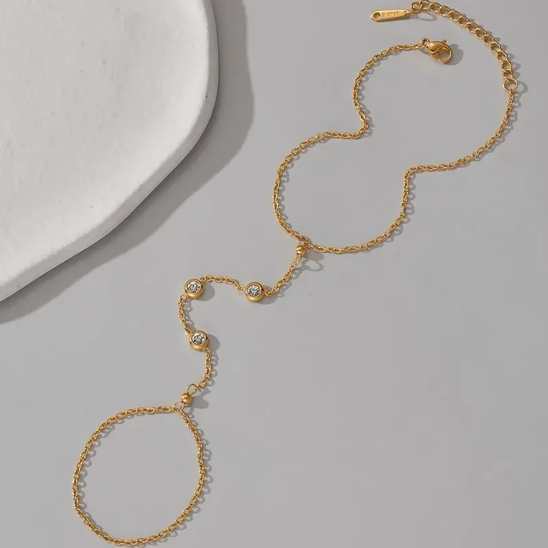 Модные прочные 18-каратные позолоченные браслеты на палец из нержавеющей стали