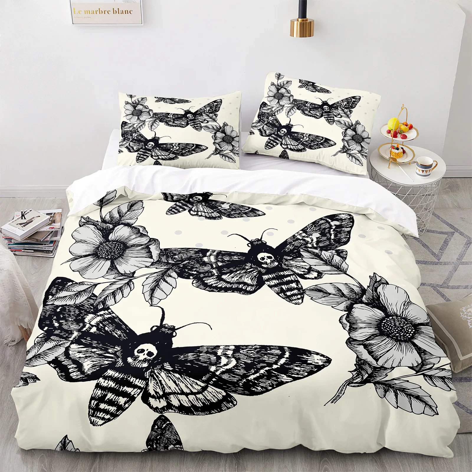 Комплект постельного белья с пододеяльником Death Moth Королевский размер