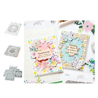 happy blooms frame 2022 new metal cutting dies or clear stamps stencil set for diy craft making greeting card scrapbooking decor