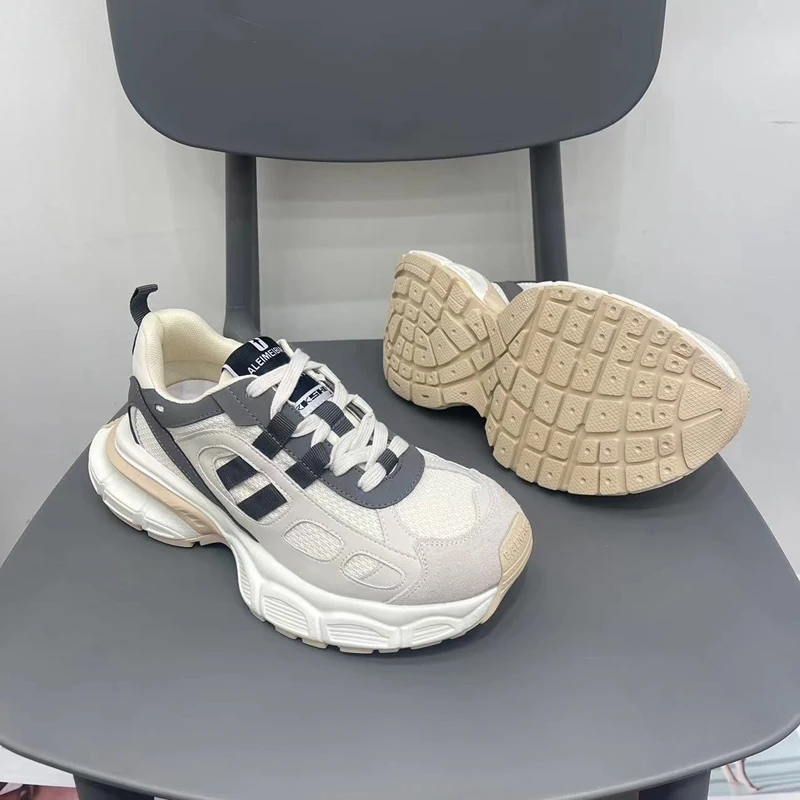 Mixed Colors Breathable Platform Sneakers 2023 New Casual All-match Mesh Lightweight Sprots Running Shoes Fashion Spring Autumn