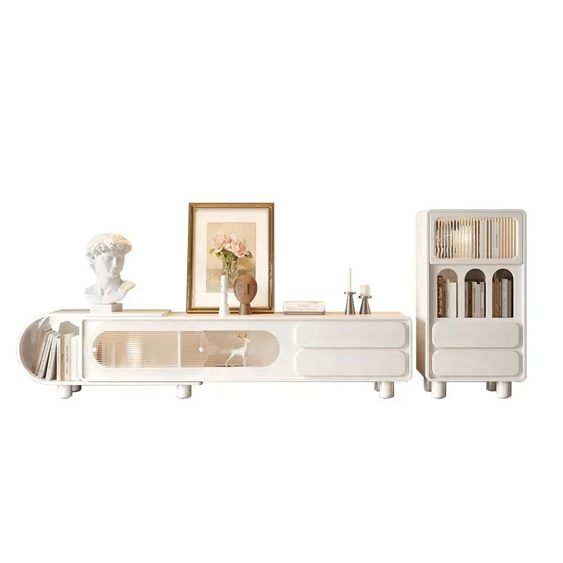 Стеклянная подставка для телевизора гостиной вертикальная белая роскошная