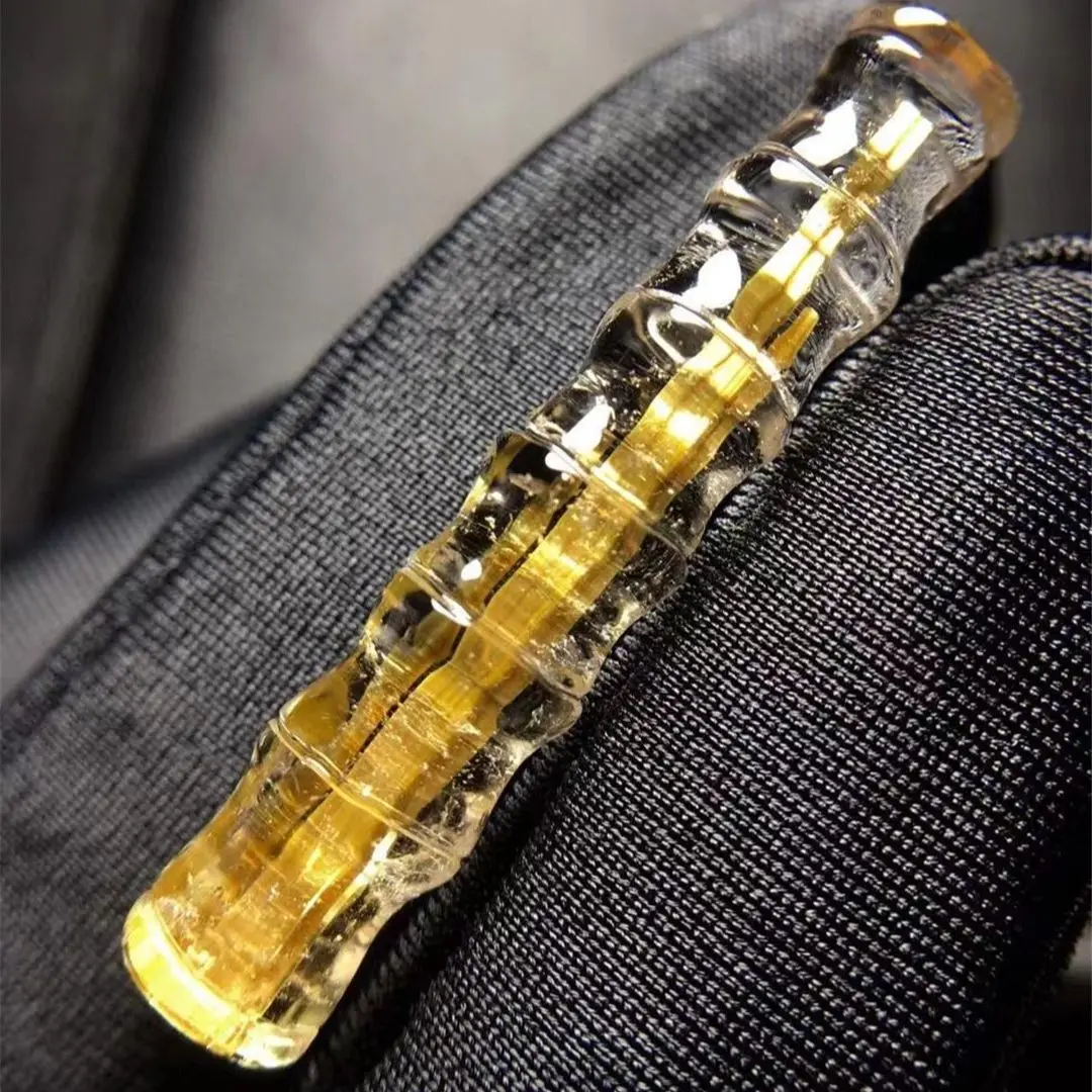 Natural Gold Hair Rutilated Quartz Pendant Jewelry For Woman Man Love Beauty Gift 925 Silver 37x7mm Beads Clear Crystal AAAAA