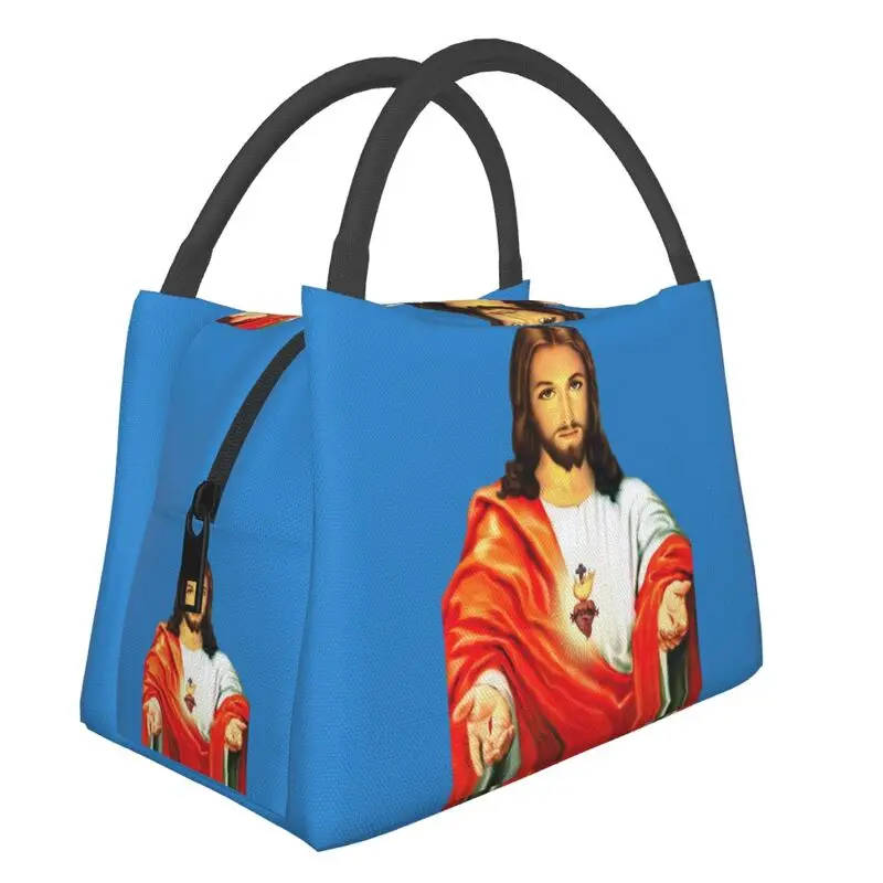 

Sacred Heart Of Jesus Insulated Lunch Bag for Work Office Christian Catholic God Portable Thermal Cooler Bento Box Women