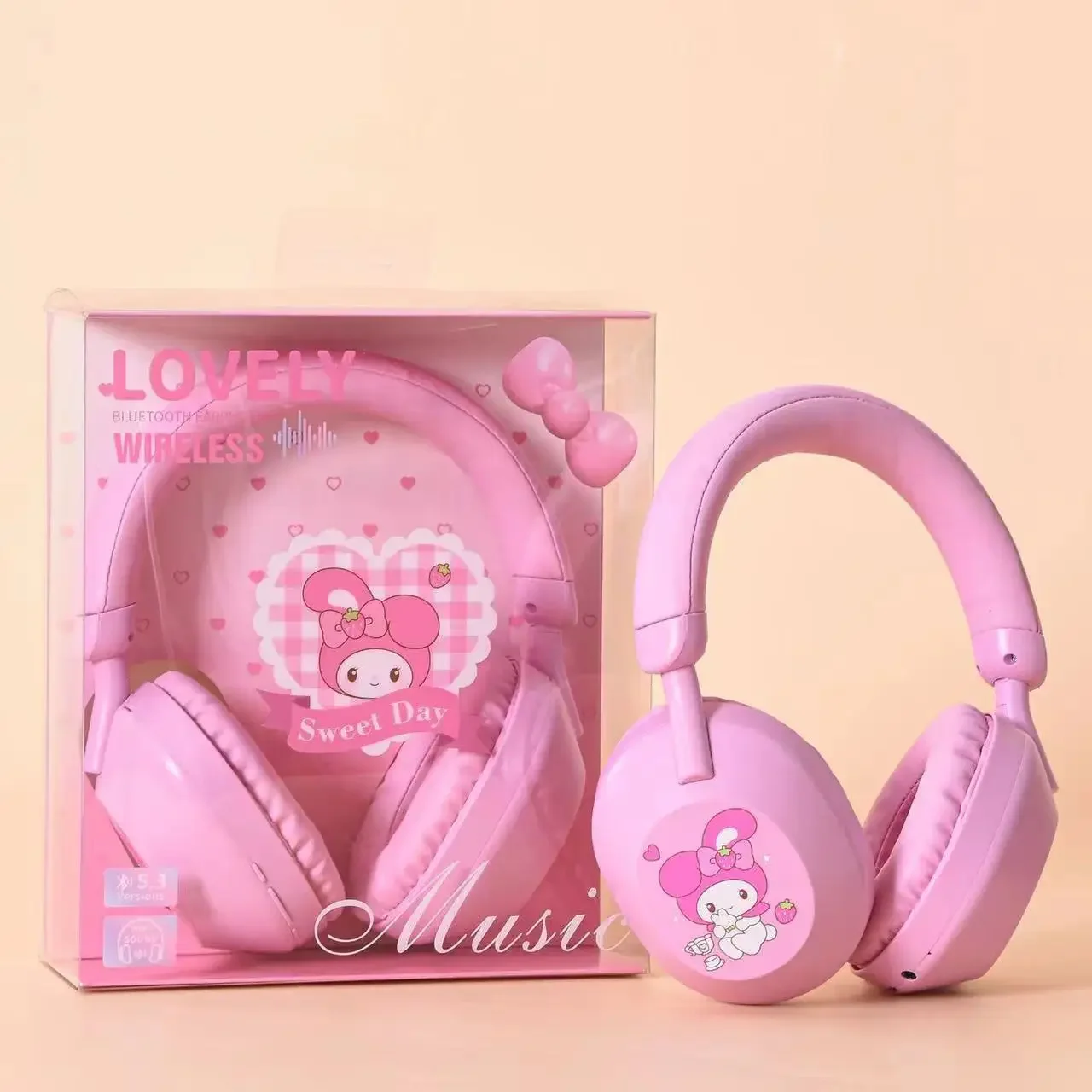 Наушники Hello Kitty Kuromi Мультяшные Bluetooth Sanrio Беспроводные спортивные наушники