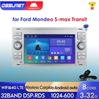 Автомагнитола на Android 10 для Ford Focus Mondeo S-max Kuga C MAX Galaxy Fiesta Transit Fusion Connect Kuga мультимедиа Carplay 8 CORE