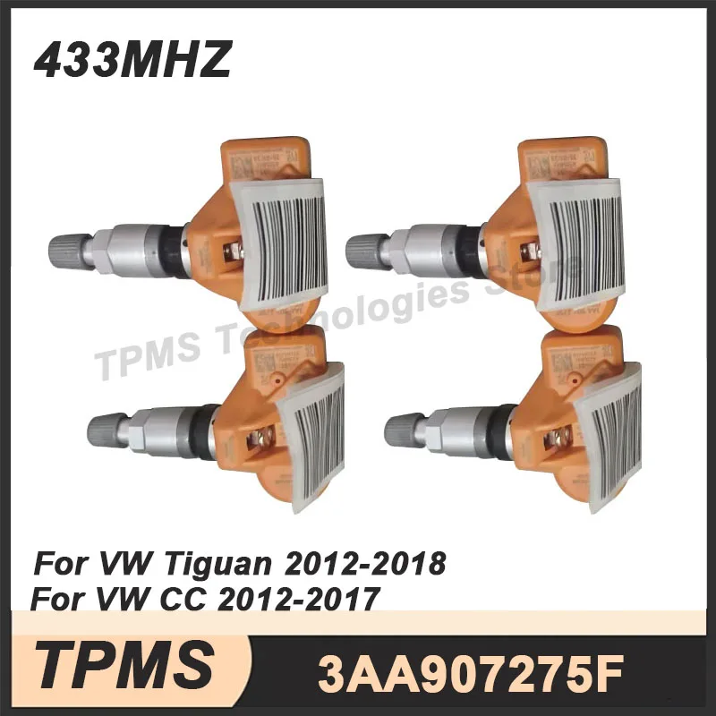 

1/4 шт. датчик TPMS, система контроля давления в шинах для Volkswagen Tiguan CC 2012-2017 3AA907275F 433 МГц