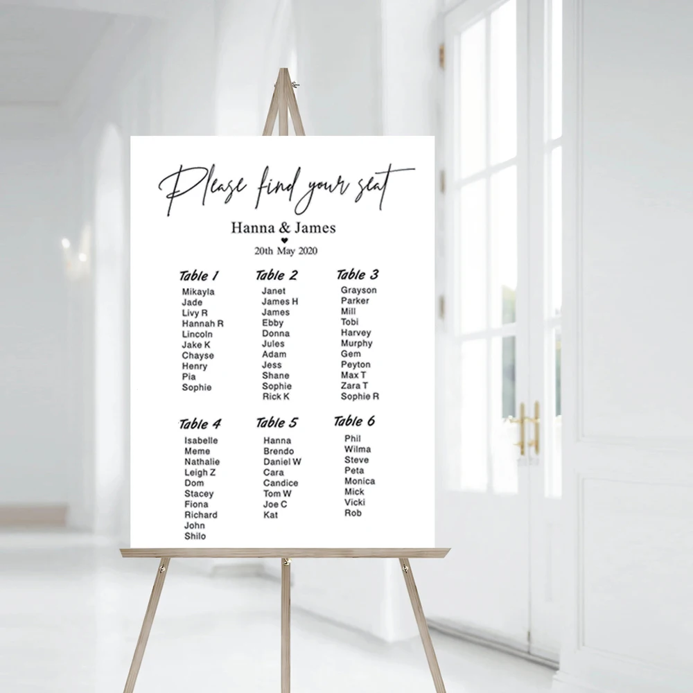 Wedding Seating Chart Decals Mirror Guests Seating Chart Stickers Vinyl Wedding Decor Wedding Party Custom Seating Murals HW039