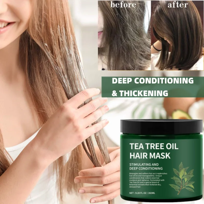 

Plant Tea Tree Keratin Hair Mask Deep Conditioner Moist Protect Hair Scalp Treat Dry Frizz Split End Damaged Hair Hair Care