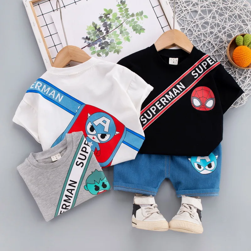 

Летние комплекты детской одежды, футболка и шорты для мальчиков и девочек, комплект детской одежды из 2 предметов, костюм для маленьких мальчиков