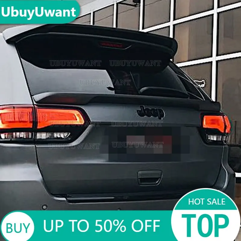 

For Jeep For Grand Cherokee 13-20 Glossy Black/Carbon Fiber Look Rear Trunk Spoiler Lip Extension+Rear Roof Spoiler Lip Wing