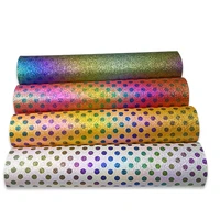 colorful polka dot design pu holographic faux leather fabric sheet for making shoebagwalletpursediy accessories