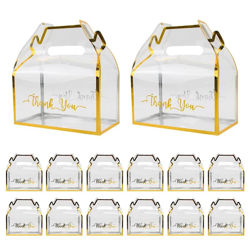 

Прозрачные подарочные коробки из ПВХ с золотой каймой