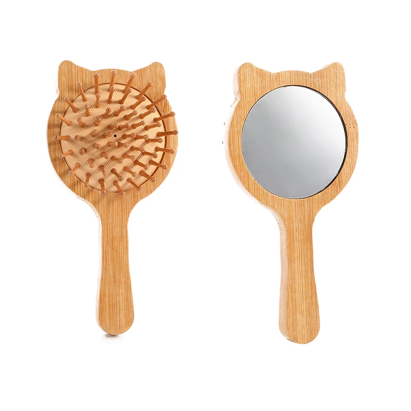 Dual Purpose Comb With Mirror Massage Meridians Wooden Airbag Comb No Harm To Hair Handheld Vanity Hairdressing Comb Scalp Care