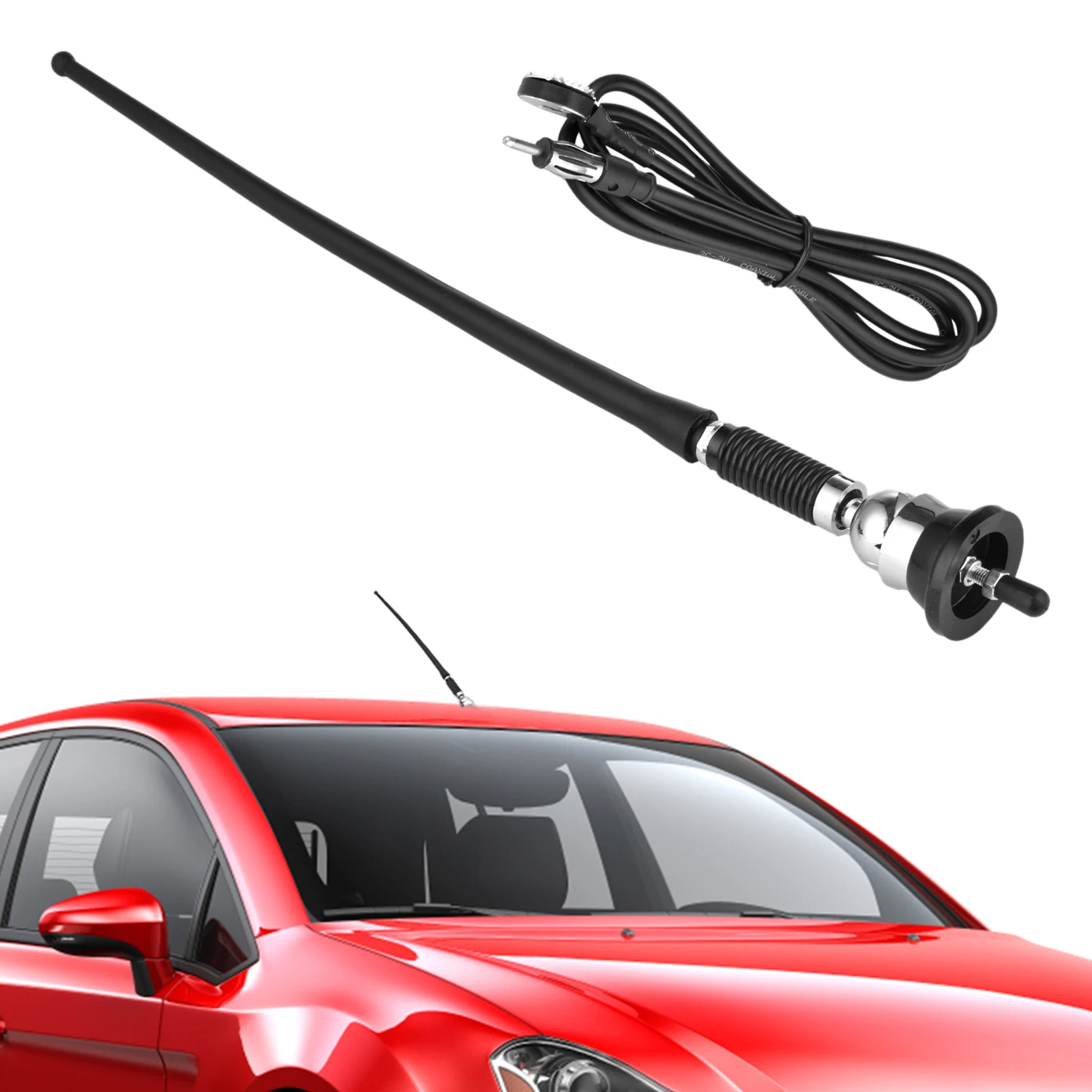 

Car Radio Antenna Aluminium Alloy Vehicle Replacement Antenna DC12-24V Car Antenna Improve Sensitivity & Receiving Range Signal